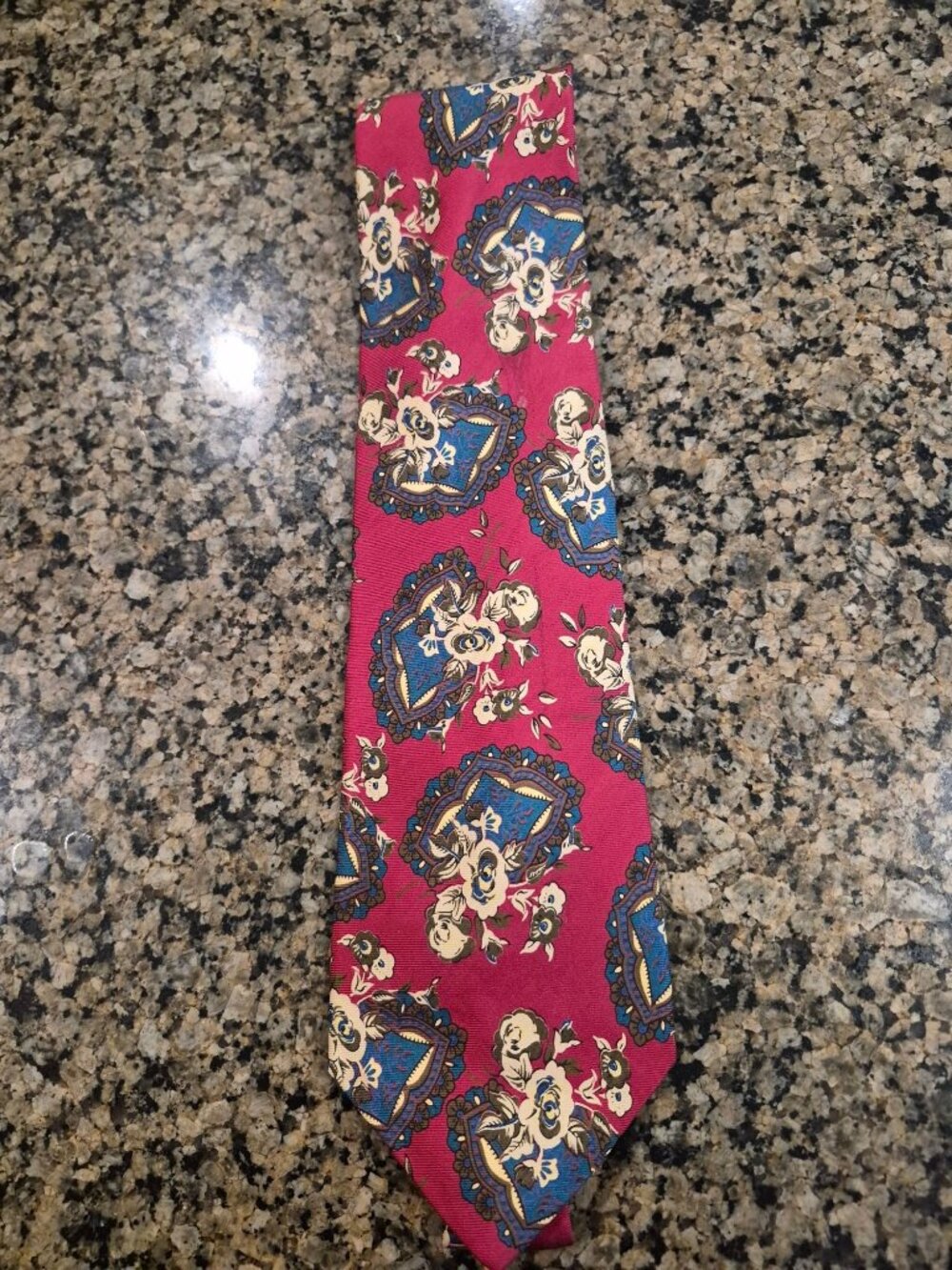 Liberty Of London Floral 100 Percent Silk Tie Red Blue Vintage Pattern